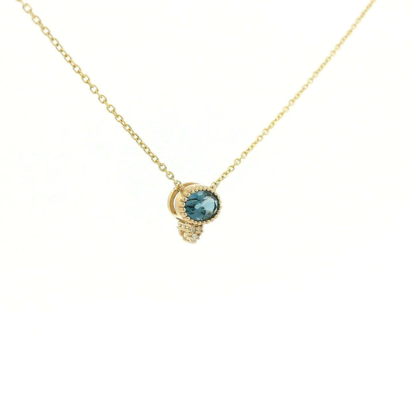 Milgrain Bezel Set Oval Cut Precious Stone Pendants With 3 Diamonds - Forever Rox Fine Jewelry
