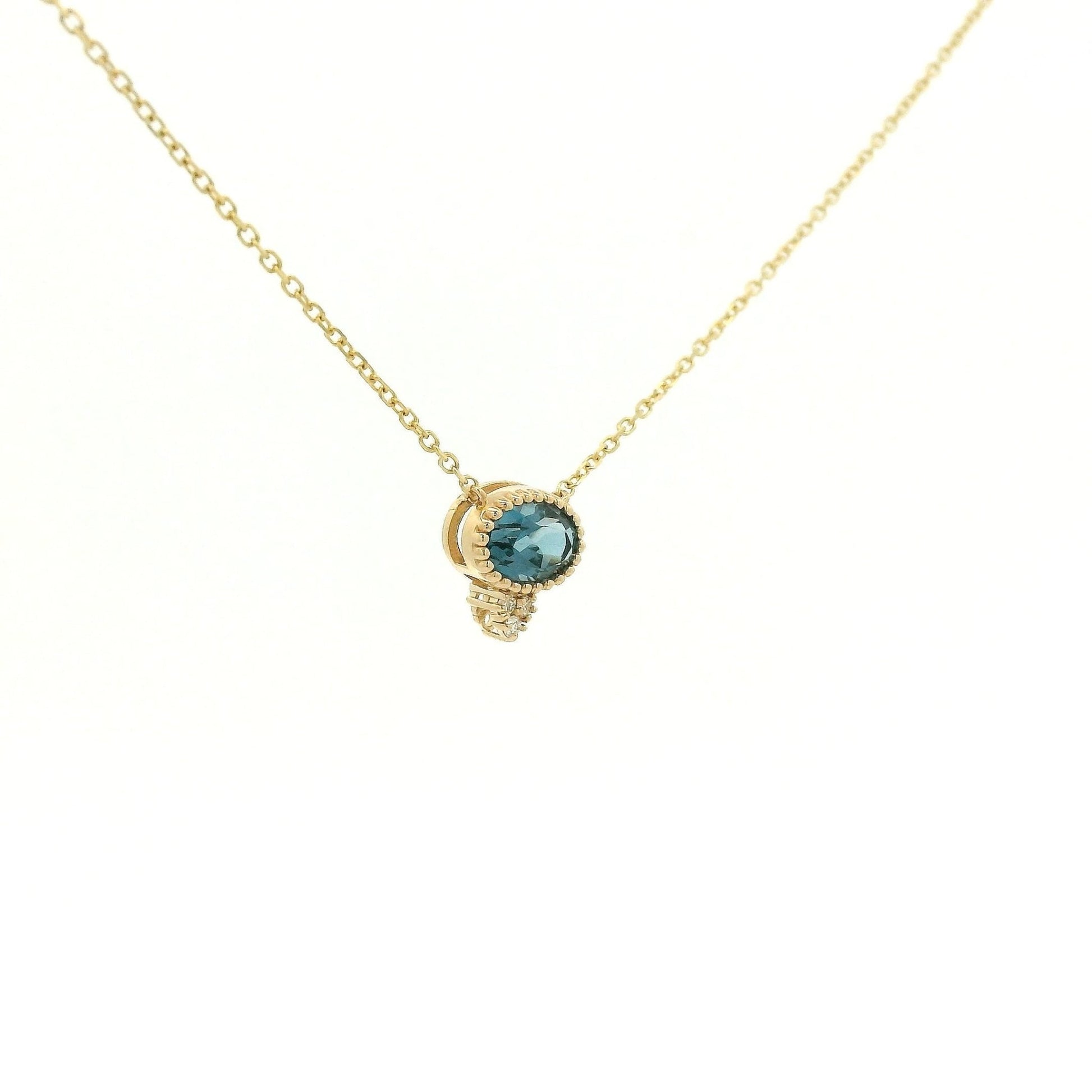 Milgrain Bezel Set Oval Cut Precious Stone Pendants With 3 Diamonds - Forever Rox Fine Jewelry