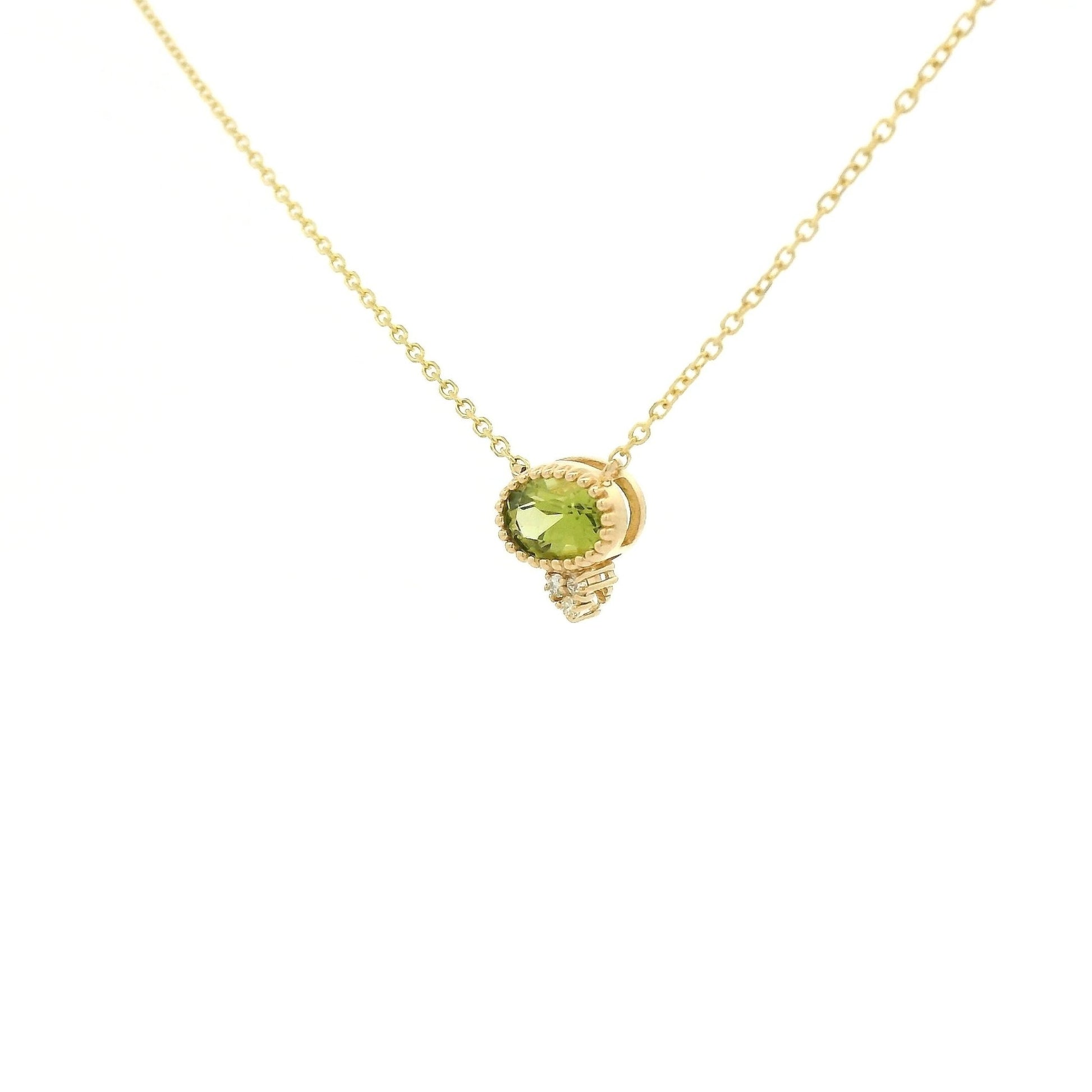 Milgrain Bezel Set Oval Cut Precious Stone Pendants With 3 Diamonds - Forever Rox Fine Jewelry