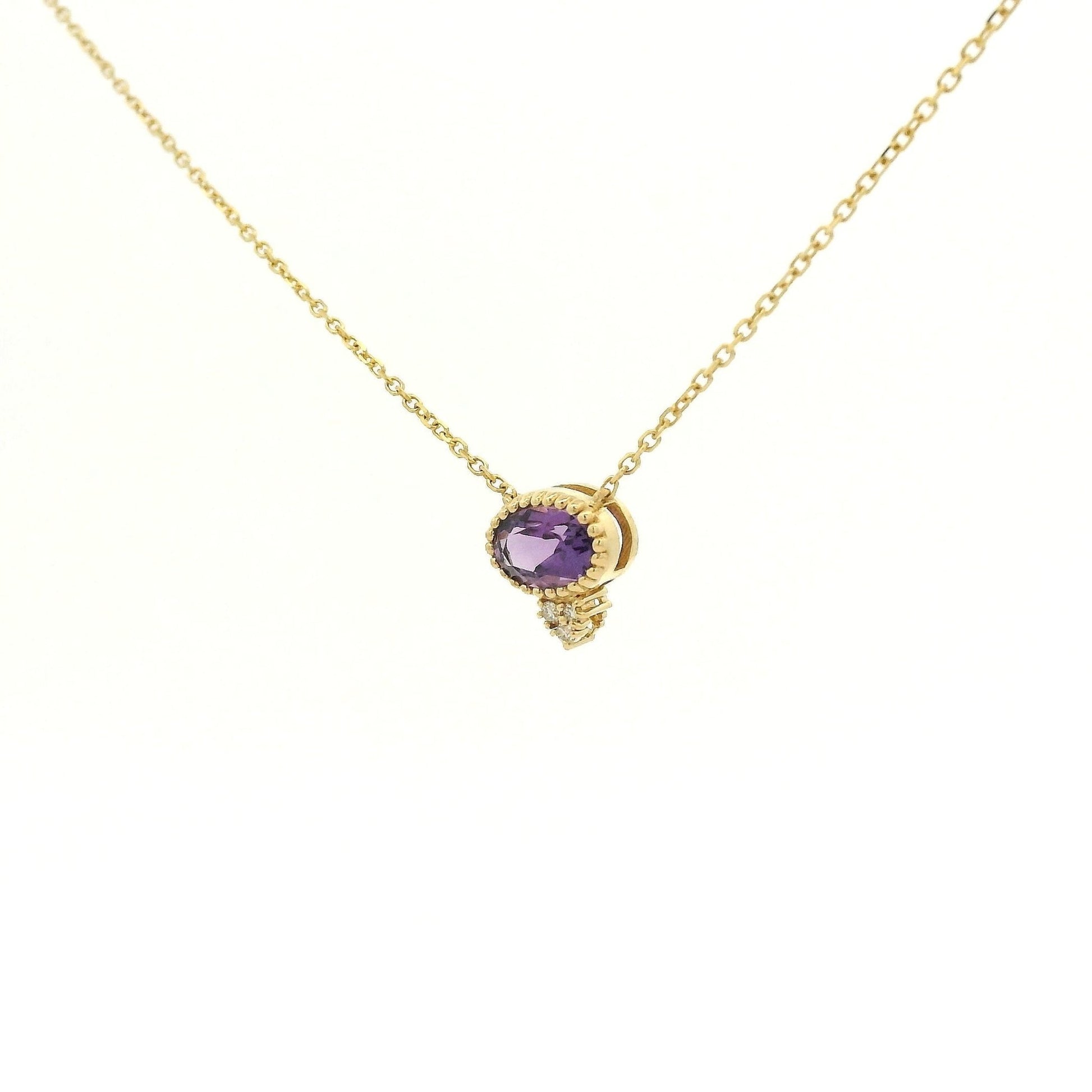 Milgrain Bezel Set Oval Cut Precious Stone Pendants With 3 Diamonds - Forever Rox Fine Jewelry