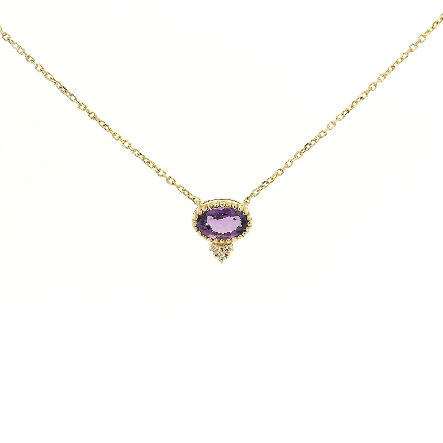Milgrain Bezel Set Oval Cut Precious Stone Pendants With 3 Diamonds - Forever Rox Fine Jewelry