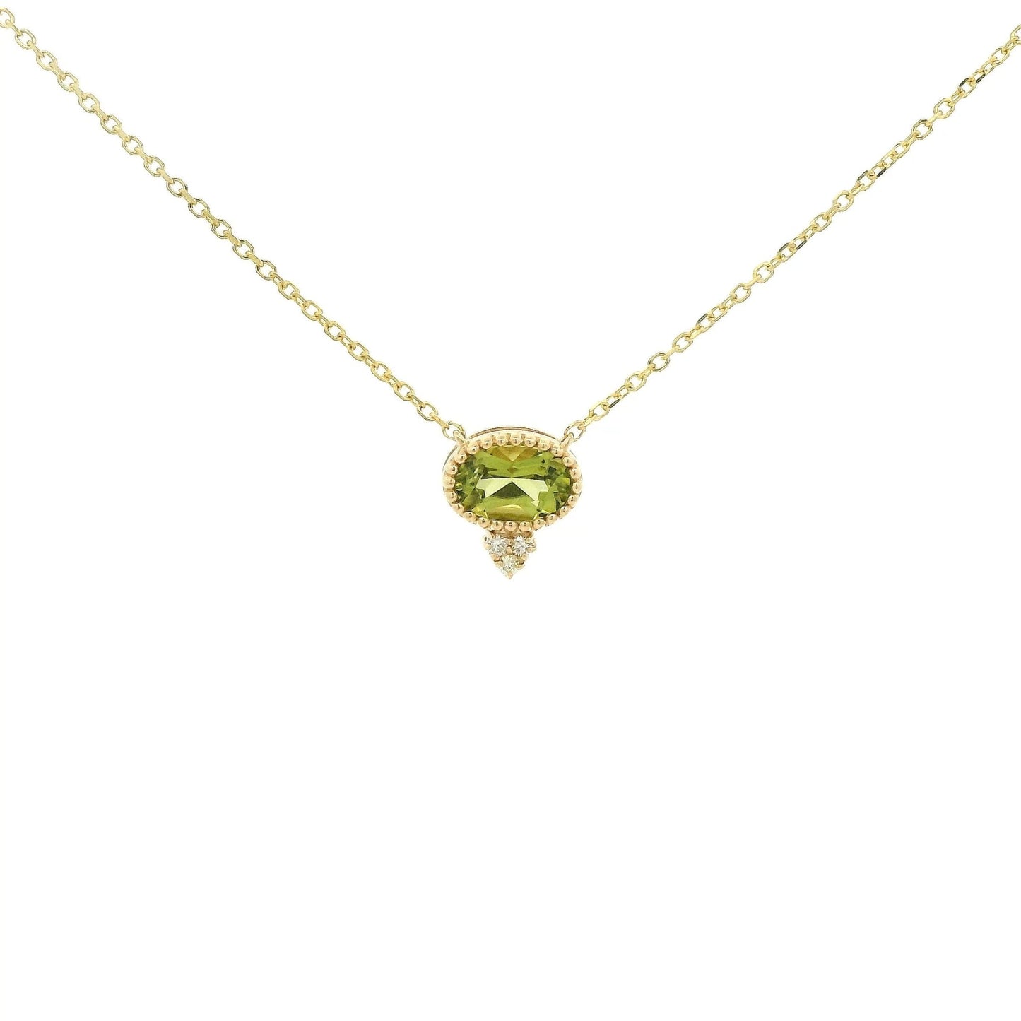 Milgrain Bezel Set Oval Cut Precious Stone Pendants With 3 Diamonds - Forever Rox Fine Jewelry