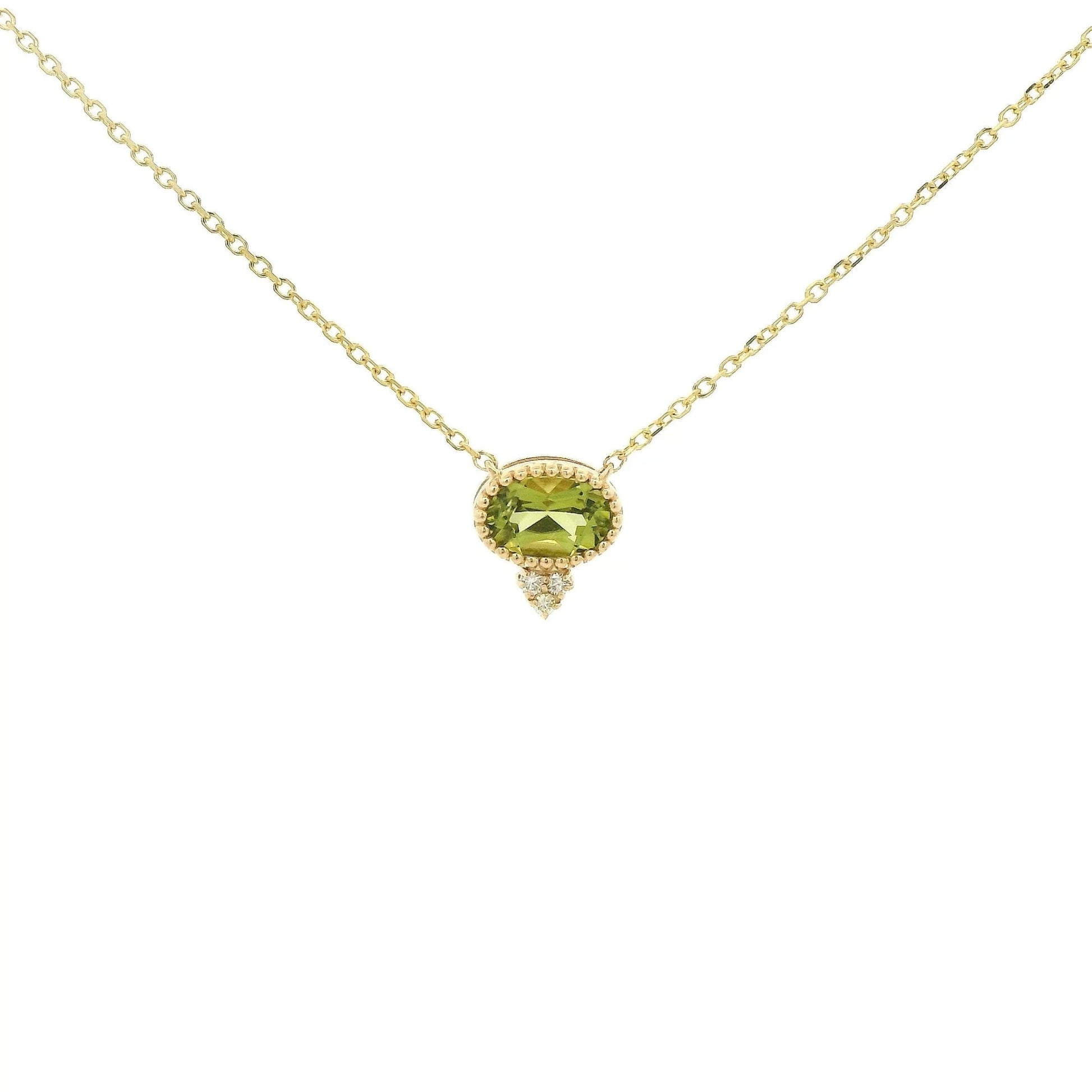 Milgrain Bezel Set Oval Cut Precious Stone Pendants With 3 Diamonds - Forever Rox Fine Jewelry