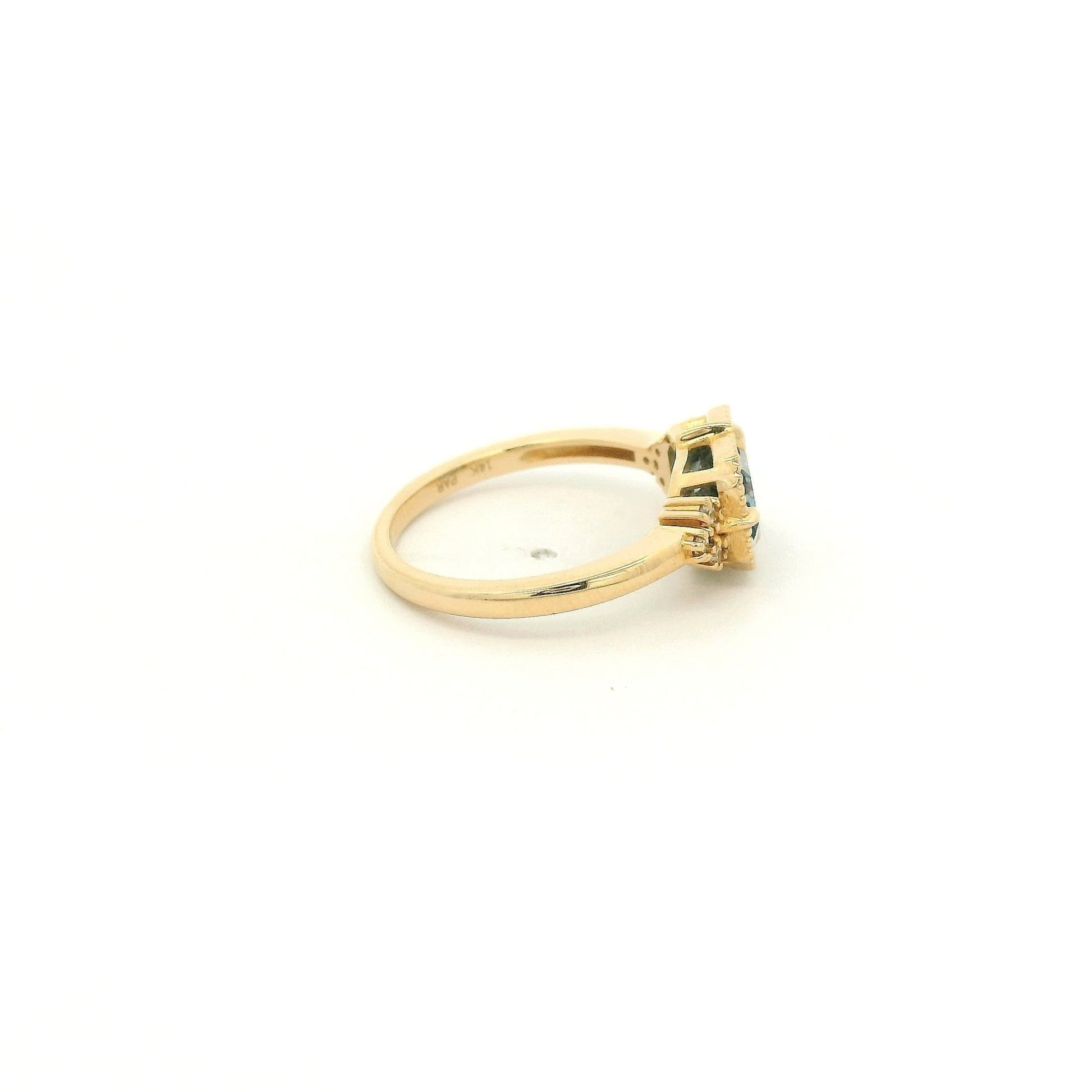 Milkgrain Bezel & Claw Prong Set Emerald Cut London Blue Topaz & Diamond Ring - Forever Rox Fine Jewelry