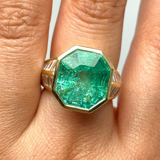 Mint Green Emerald & Diamond Ring - Forever Rox