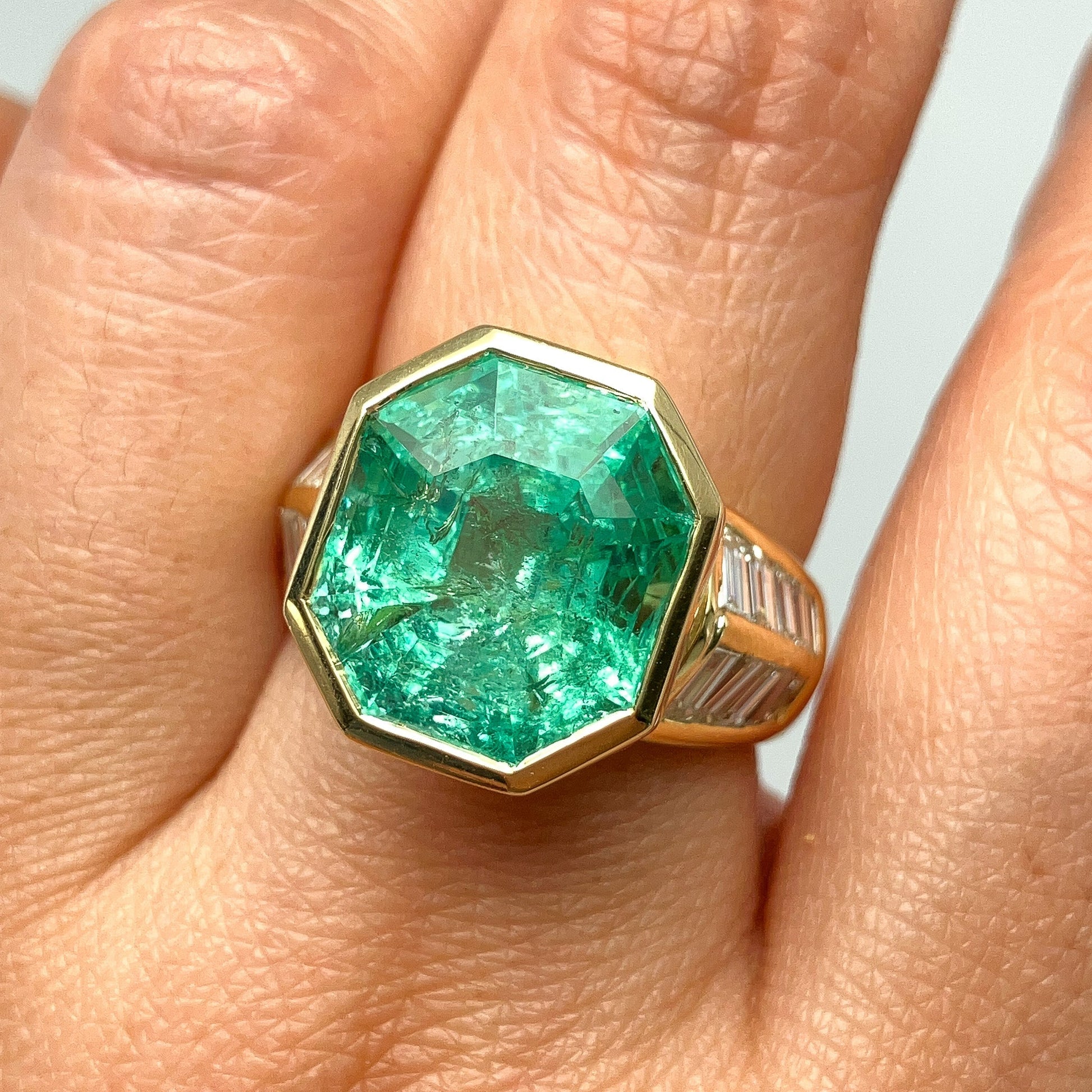 Mint Green Emerald & Diamond Ring - Forever Rox
