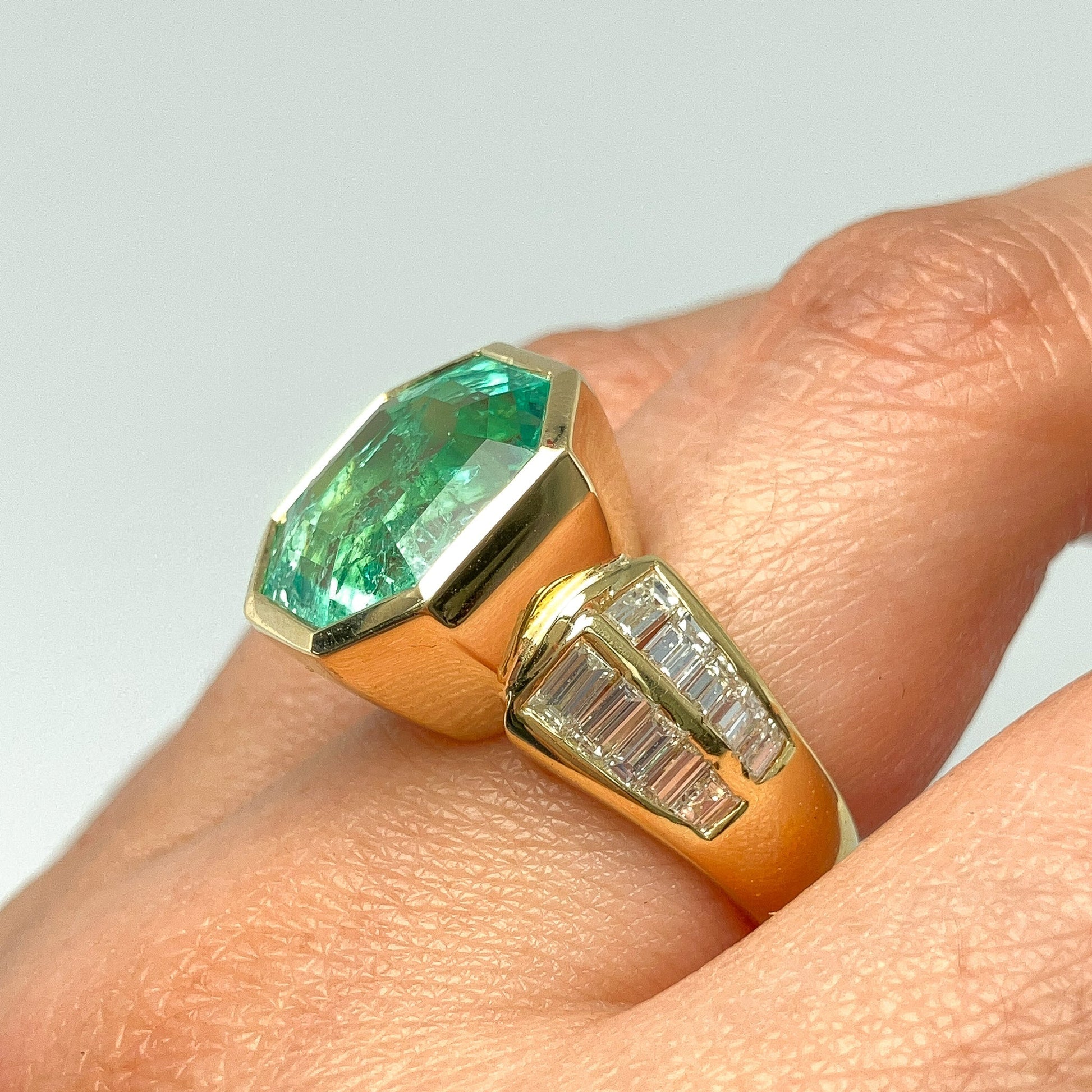Mint Green Emerald & Diamond Ring - Forever Rox