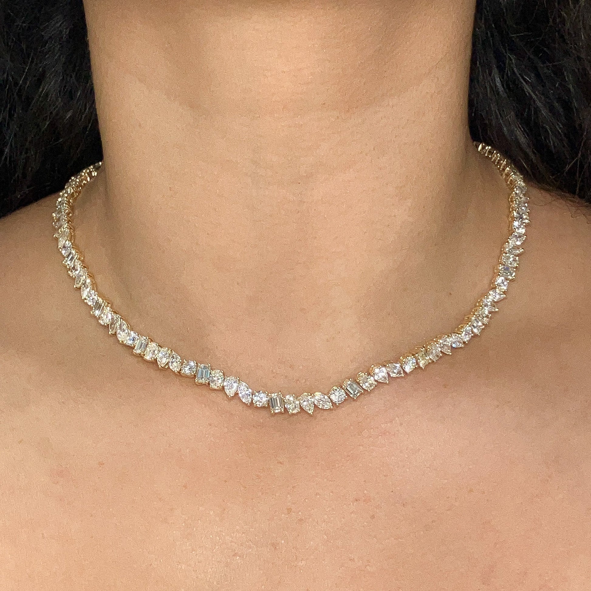 Mixed Fancy Cut Diamond Tennis Necklace - Forever Rox