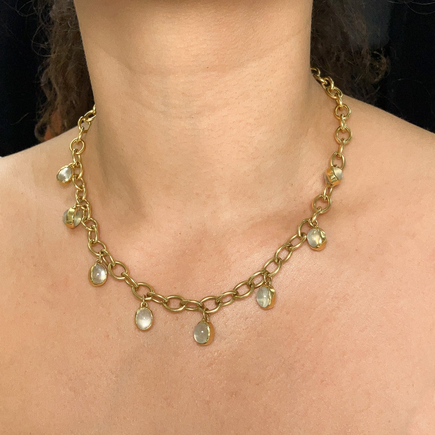 Moonstone Bezel Chain Necklace, 18k - Forever Rox