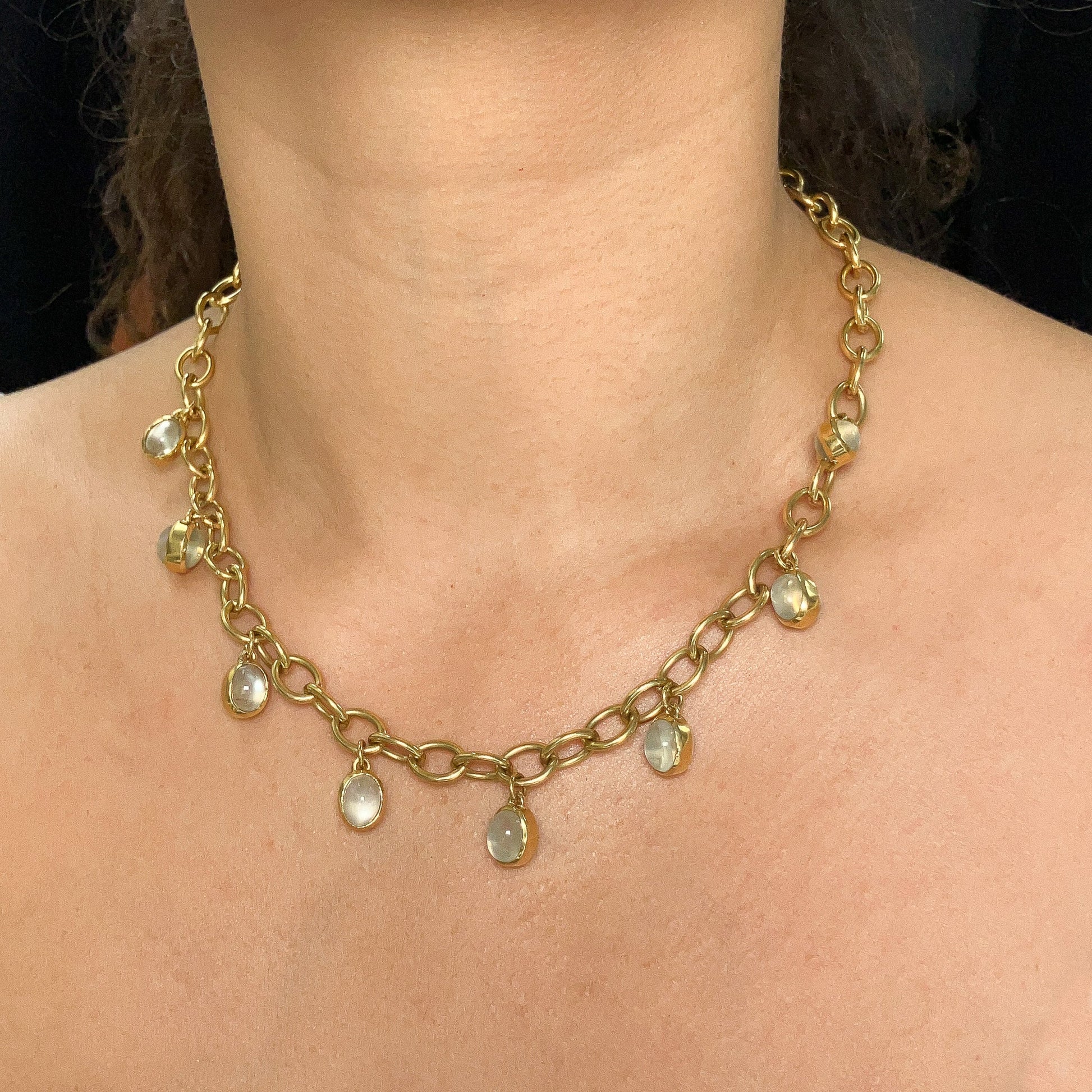 Moonstone Bezel Chain Necklace, 18k - Forever Rox