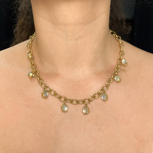 Moonstone Bezel Chain Necklace, 18k - Forever Rox