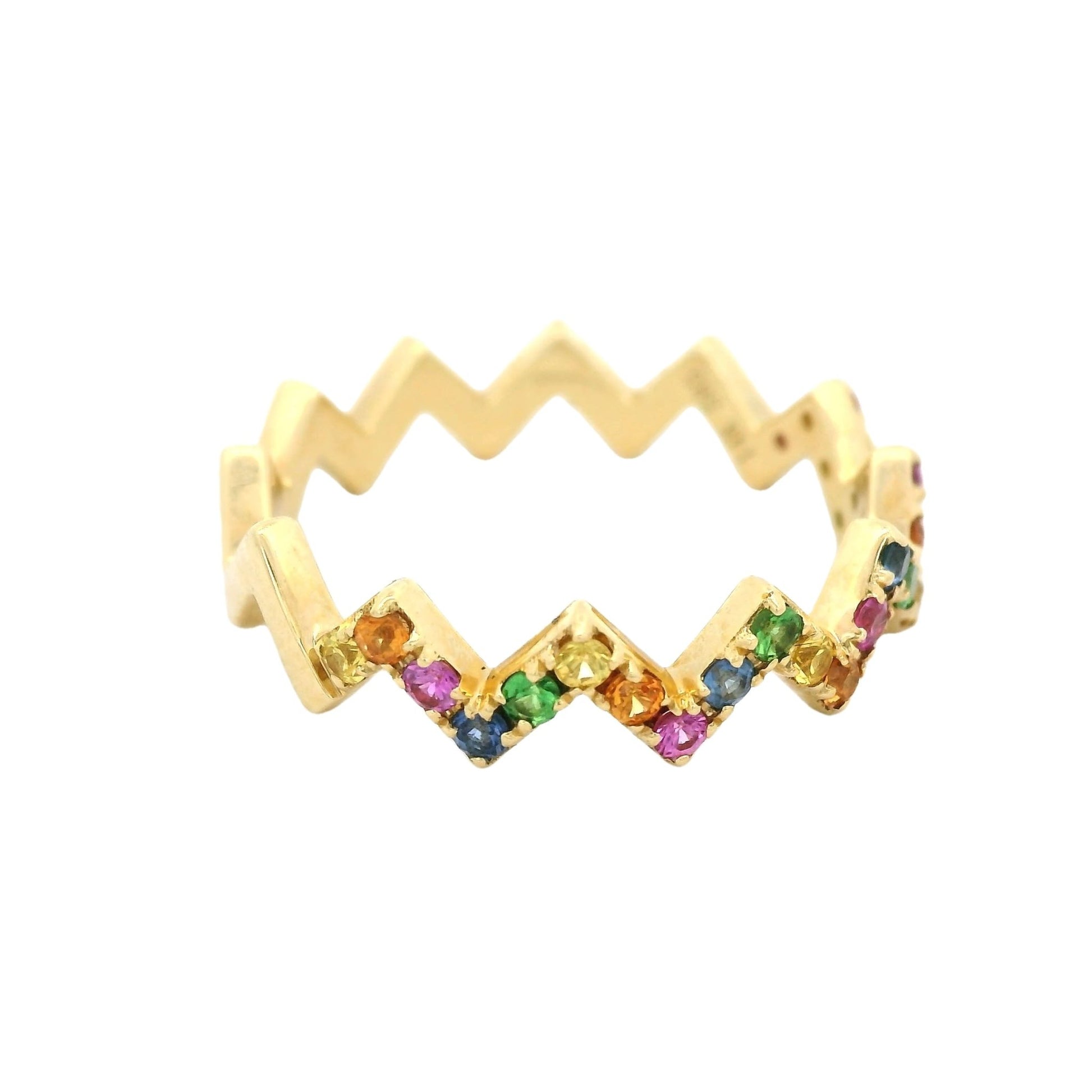 Multi Color Sapphire Zig Zag Band - Forever Rox
