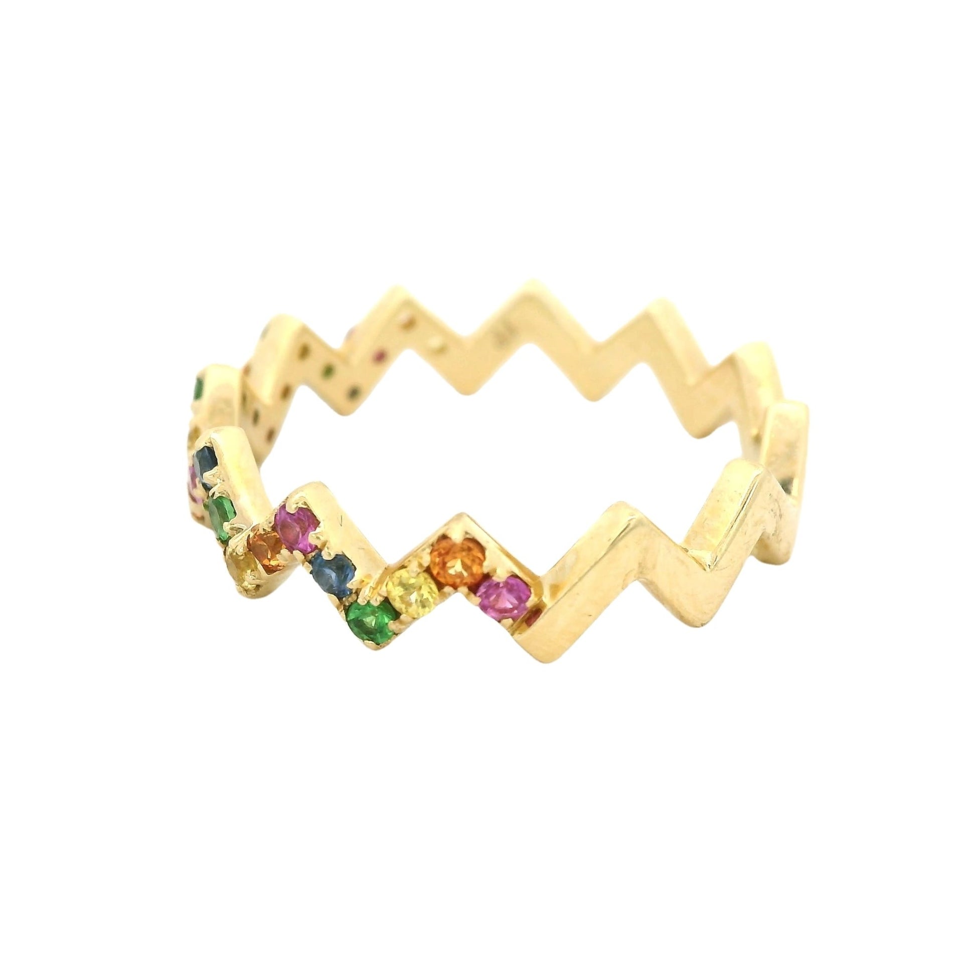 Multi Color Sapphire Zig Zag Band - Forever Rox