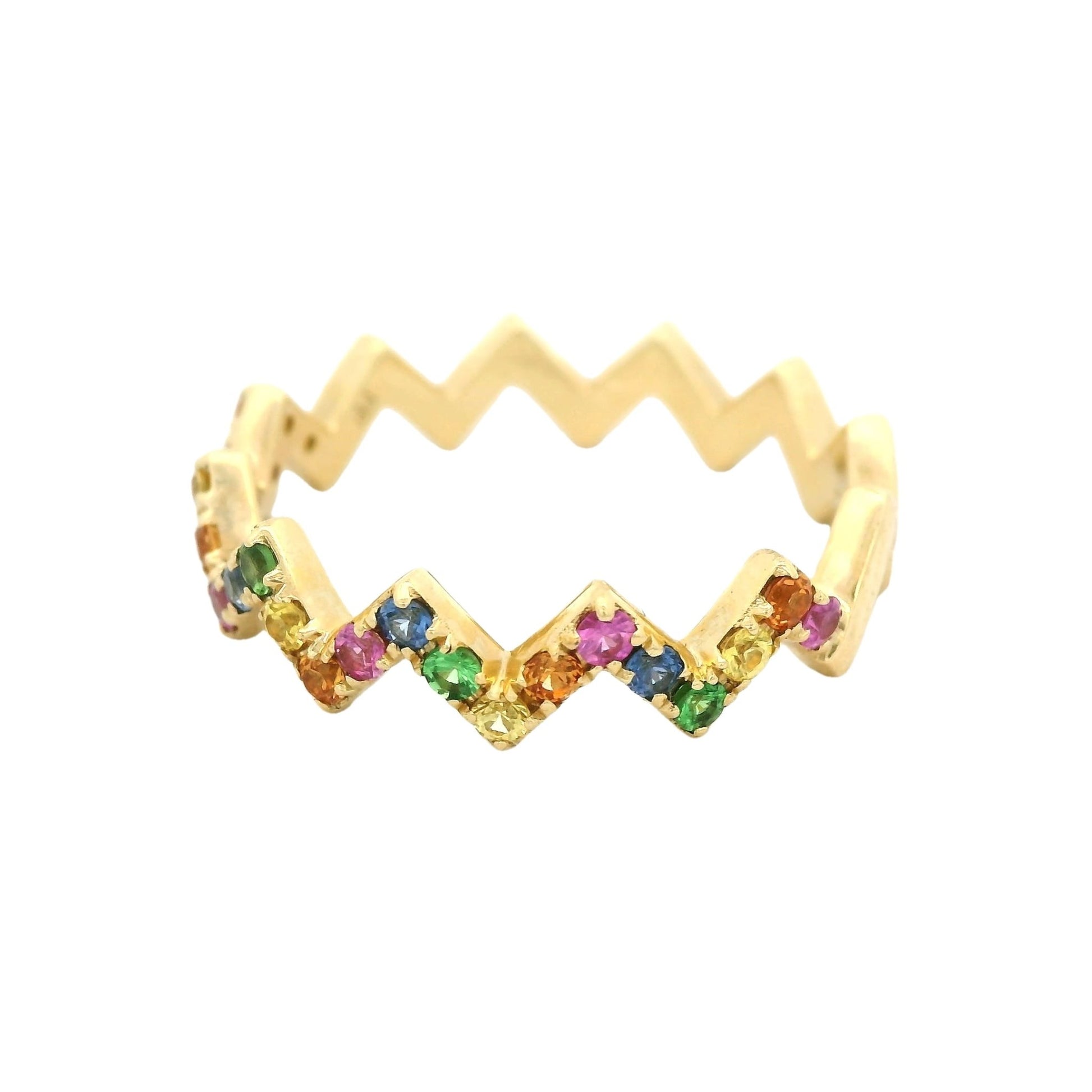 Multi Color Sapphire Zig Zag Band - Forever Rox