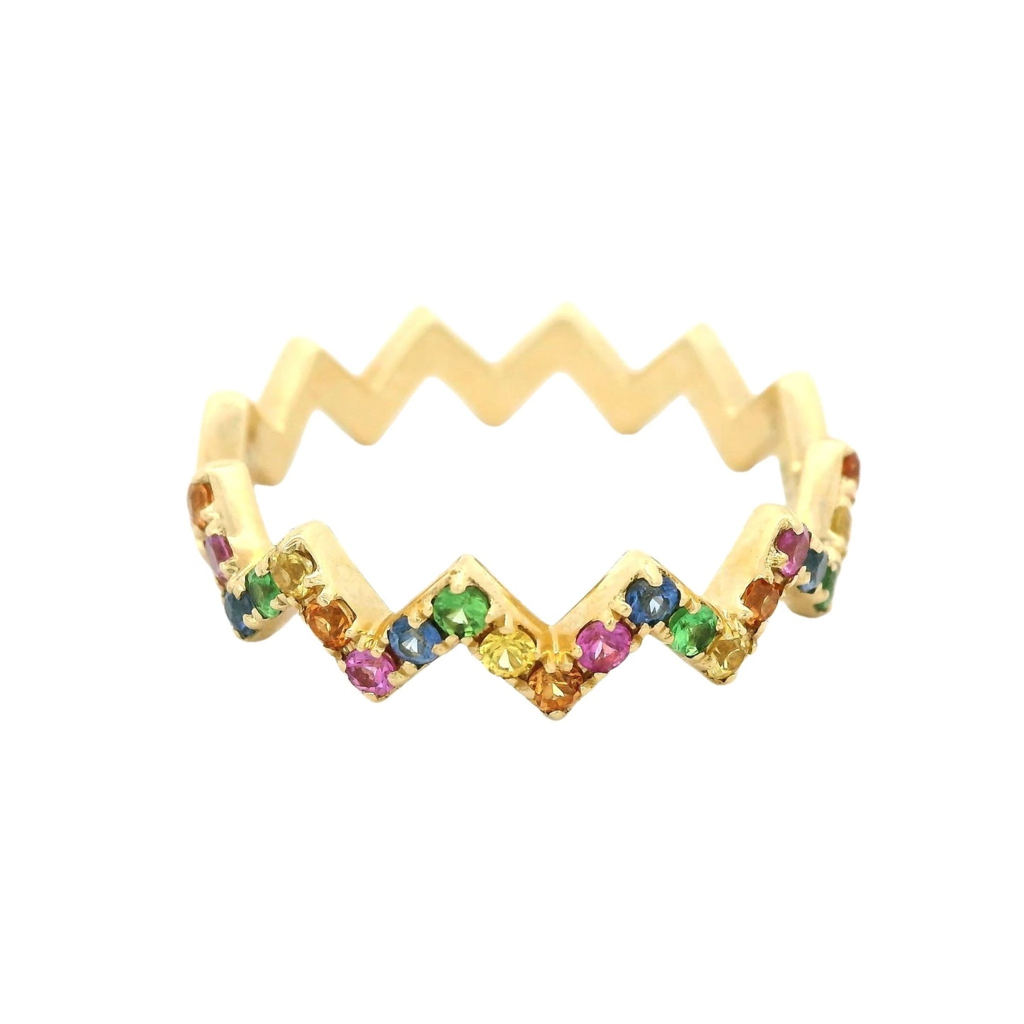 Multi Color Sapphire Zig Zag Band - Forever Rox