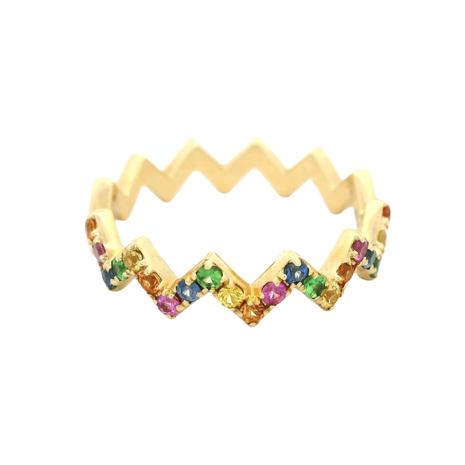Multi Color Sapphire Zig Zag Band - Forever Rox
