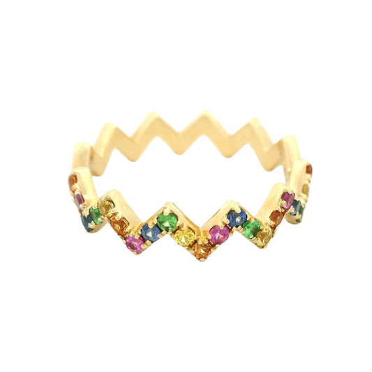 Multi Color Sapphire Zig Zag Band - Forever Rox