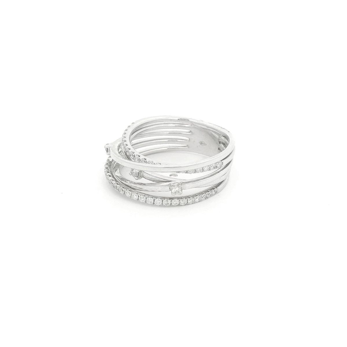 Multi Layer Diamond Crossover Ring - Forever Rox Fine Jewelry