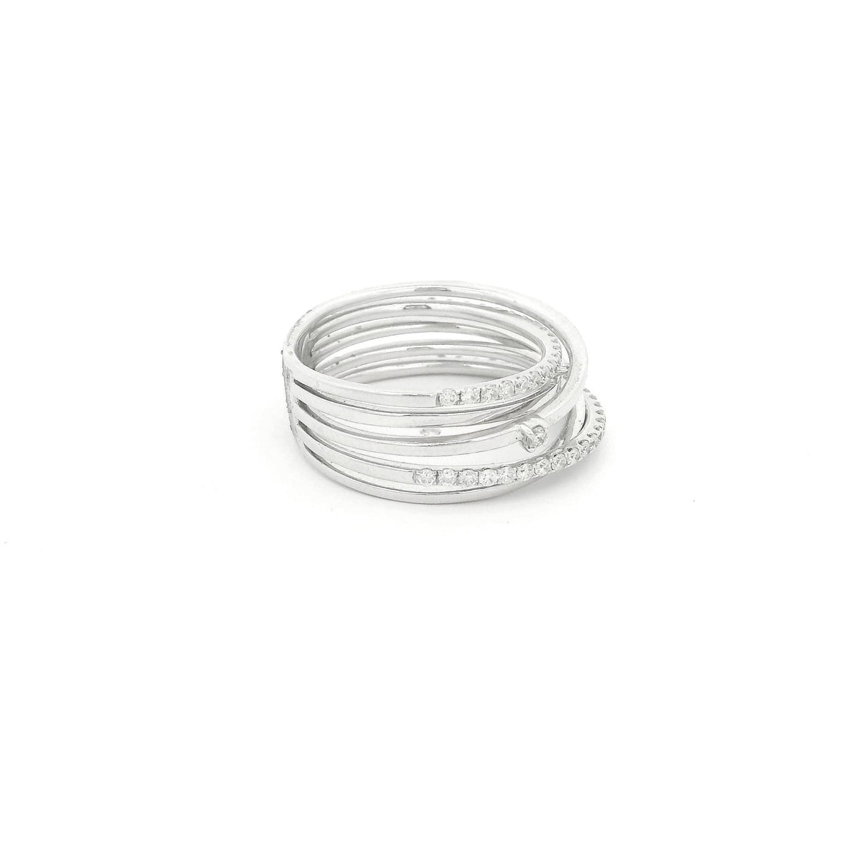 Multi Layer Diamond Crossover Ring - Forever Rox Fine Jewelry