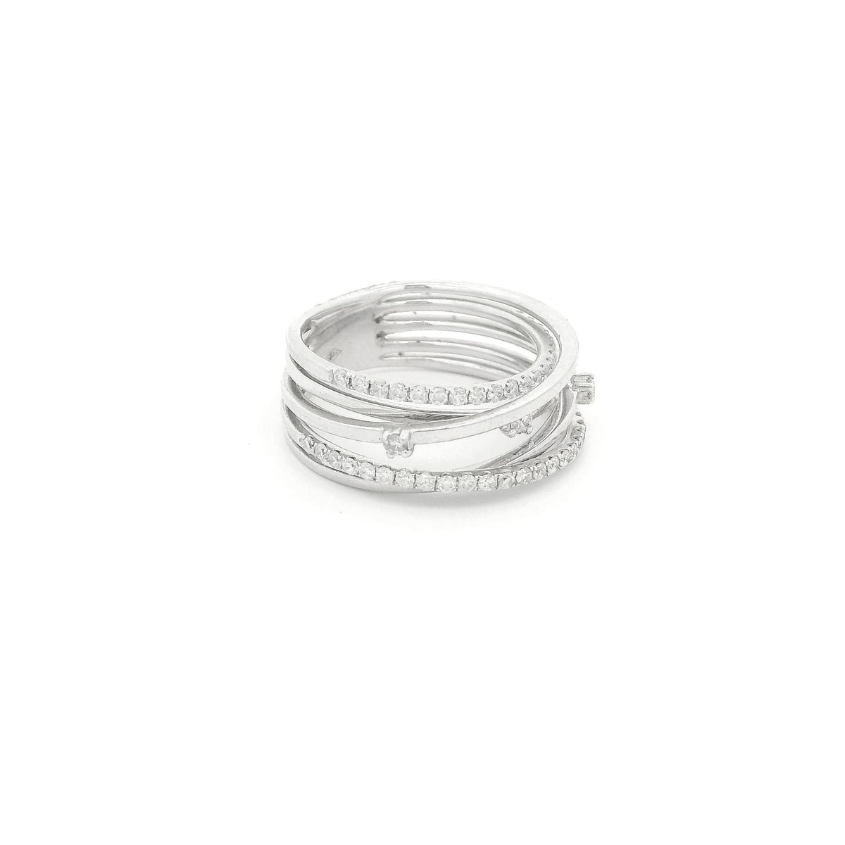 Multi Layer Diamond Crossover Ring - Forever Rox Fine Jewelry
