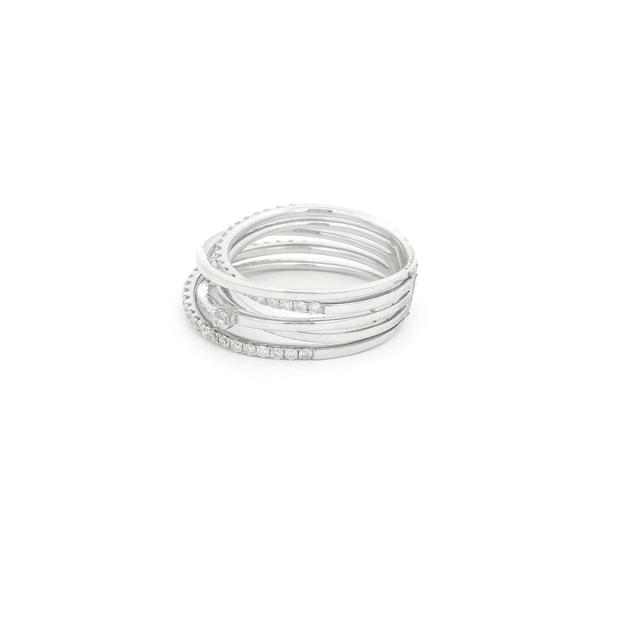Multi Layer Diamond Crossover Ring - Forever Rox Fine Jewelry