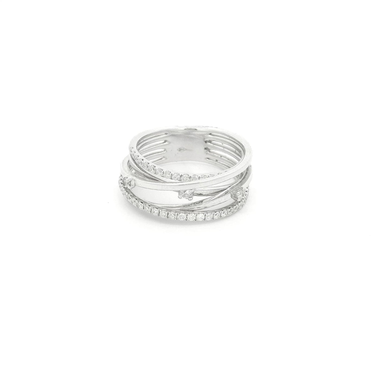 Multi Layer Diamond Crossover Ring - Forever Rox Fine Jewelry