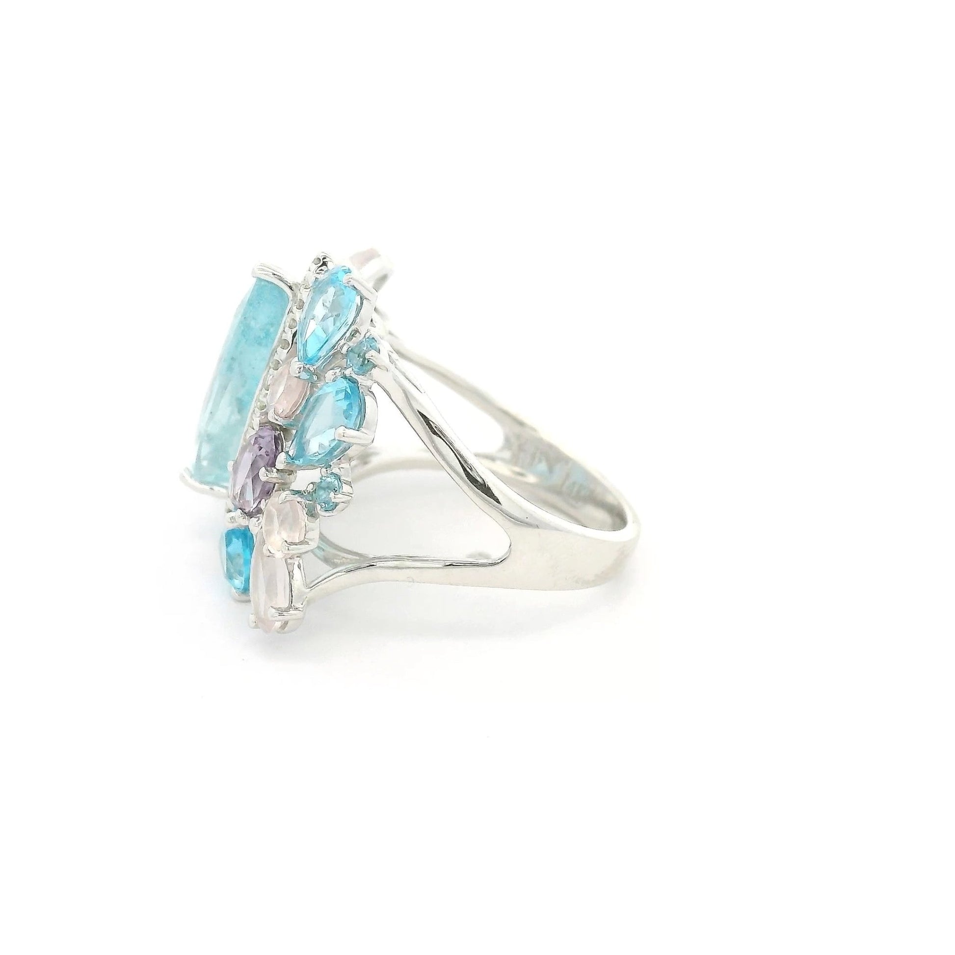 Multi Stone Ring With Pear Shape Aquamarine - Forever Rox Fine Jewelry