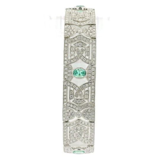 Natural Emerald & Diamond Vintage Style Bracelet - Forever Rox Fine Jewelry
