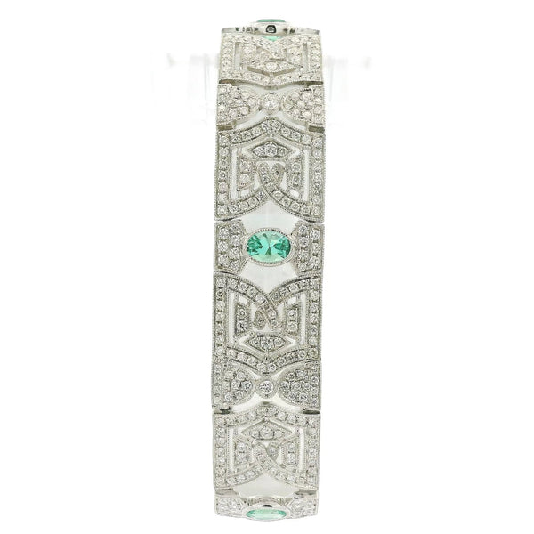 Natural Emerald & Diamond Vintage Style Bracelet - Forever Rox Fine Jewelry