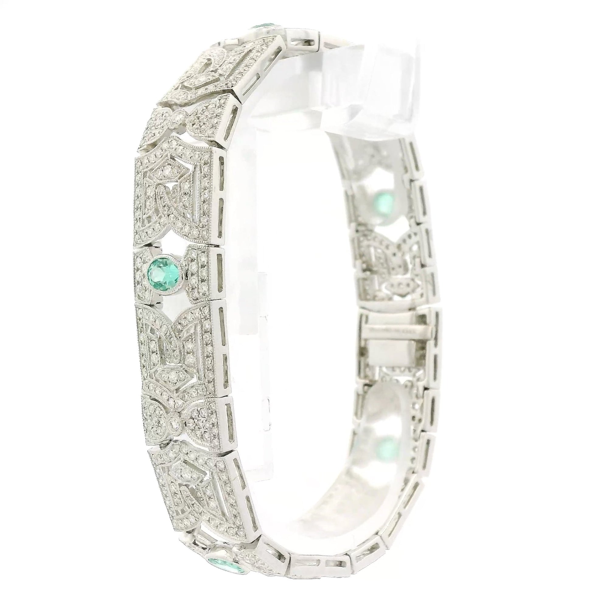 Natural Emerald & Diamond Vintage Style Bracelet - Forever Rox Fine Jewelry