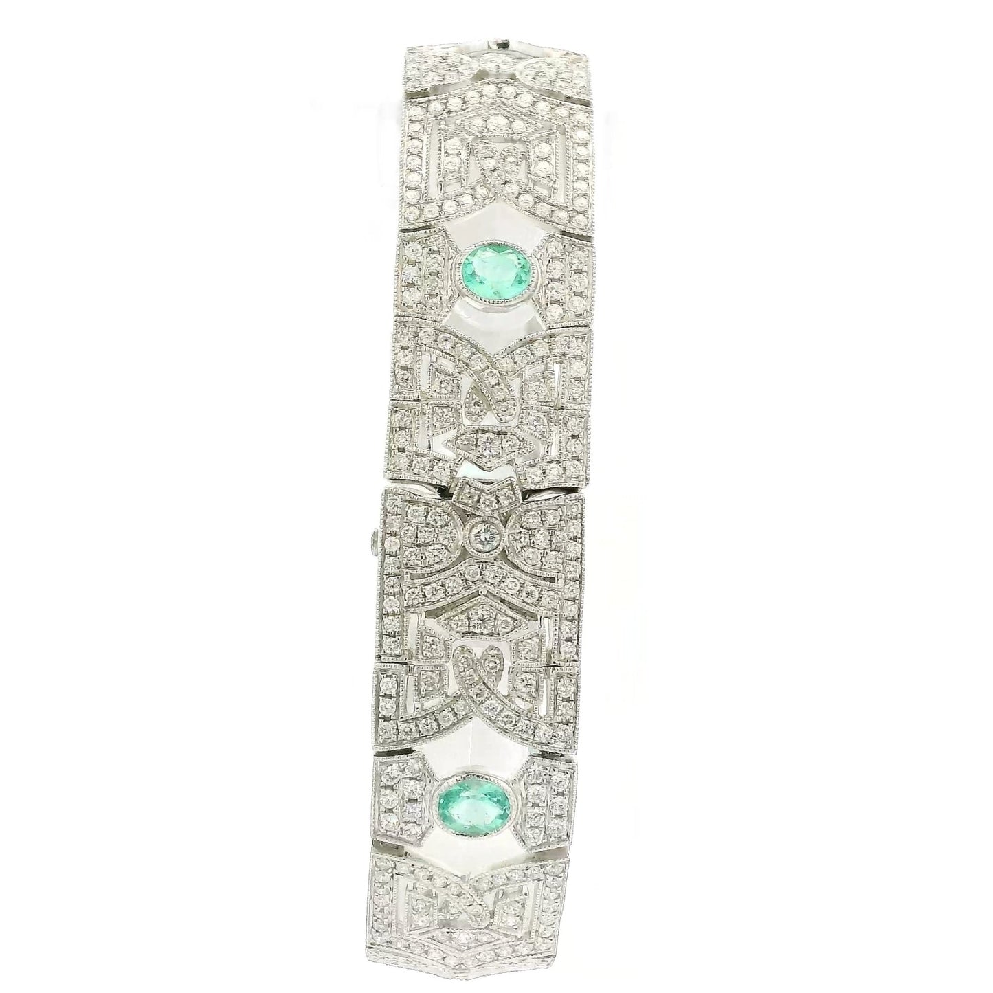 Natural Emerald & Diamond Vintage Style Bracelet - Forever Rox Fine Jewelry