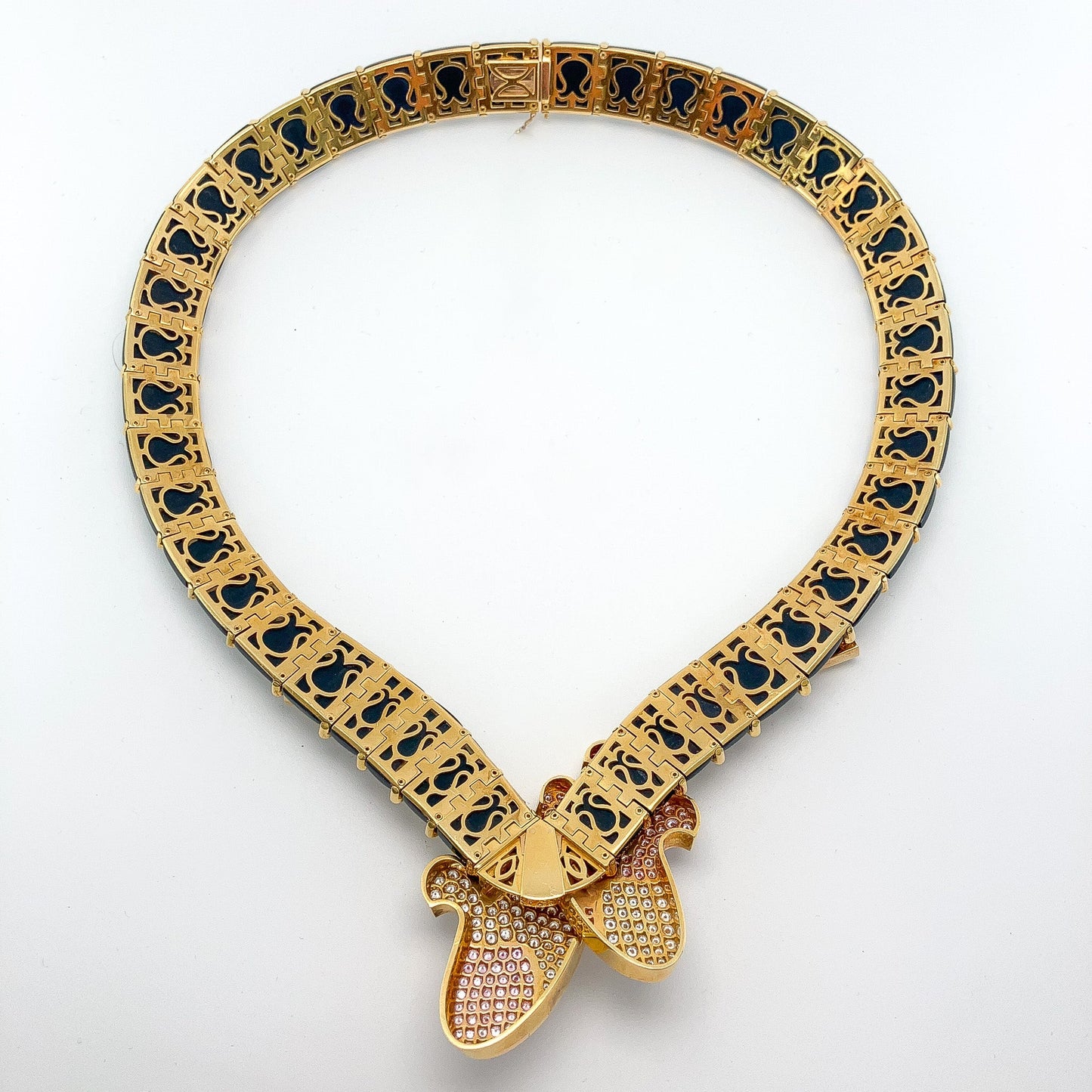 Natural Pink & White Diamond Guitar Necklace, 18k - Forever Rox