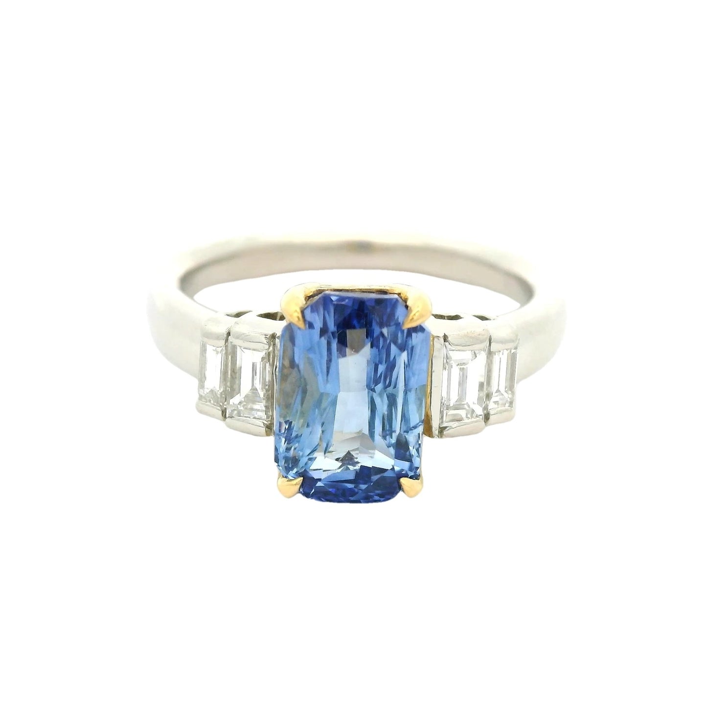No Heat Ceylon Sapphire & Baguette Diamond Ring - Forever Rox