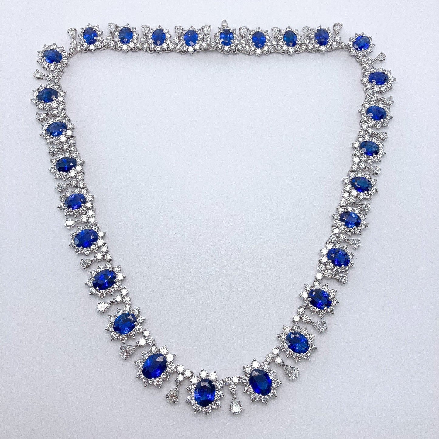 º Sapphire & Diamond Cluster Necklace, Platinum - Forever Rox