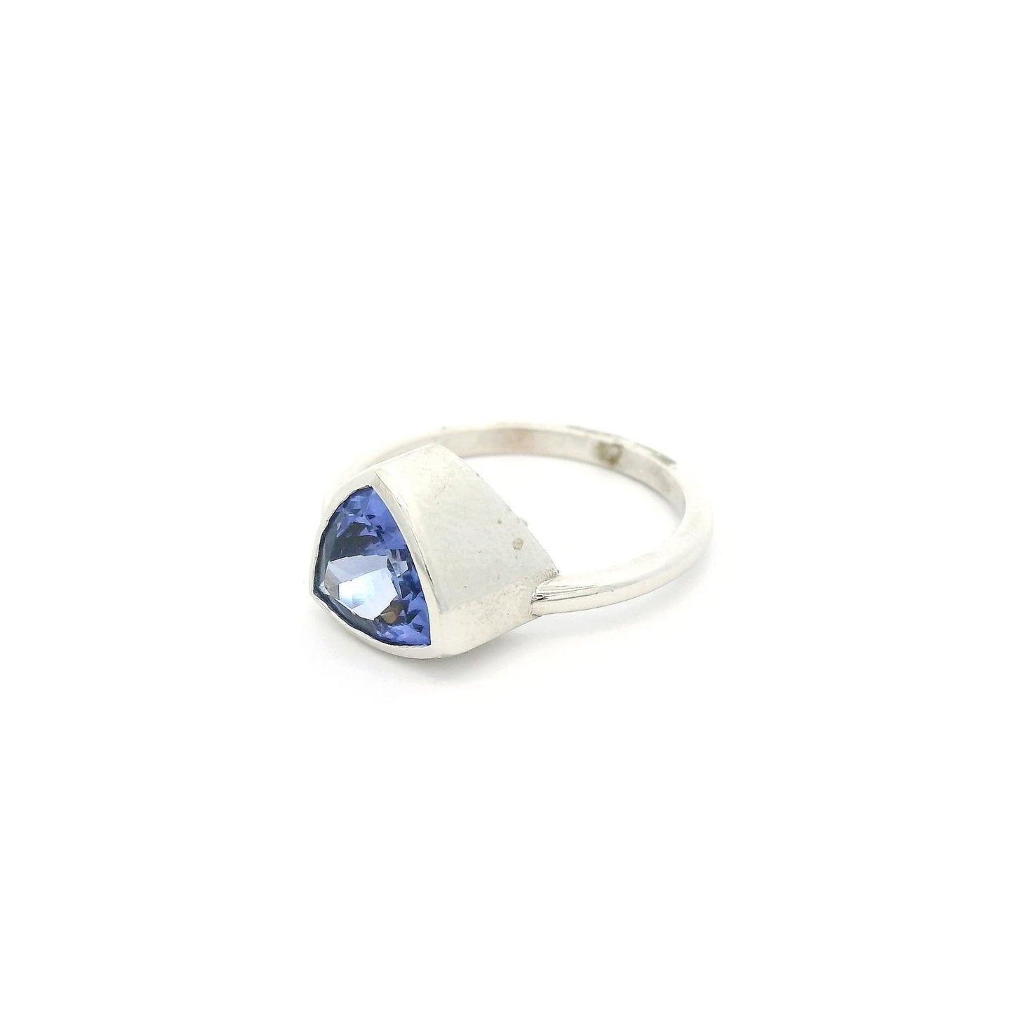 Off Center Trillion Cut Tanzanite Ring - Forever Rox Fine Jewelry