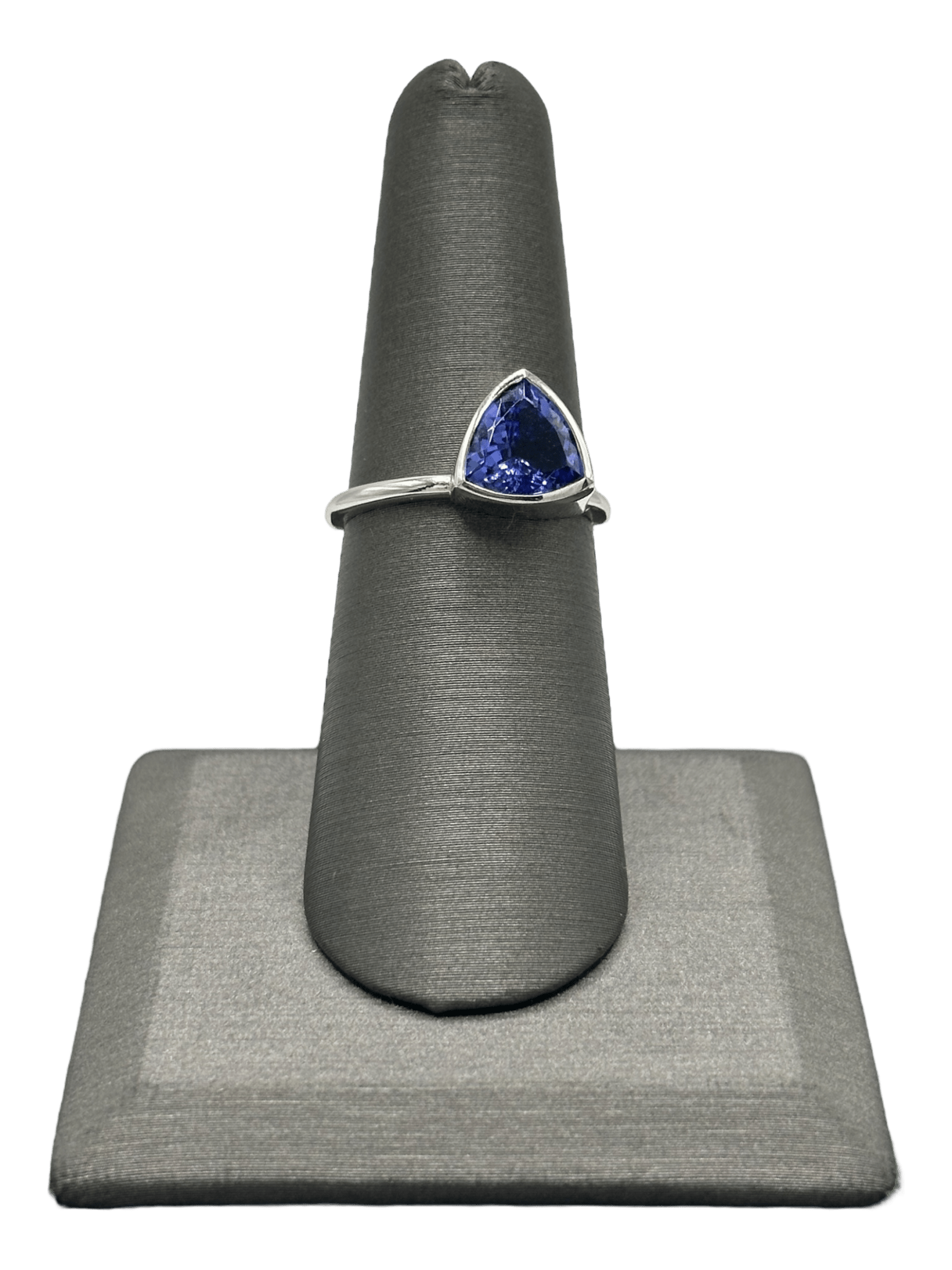 Off Center Trillion Cut Tanzanite Ring - Forever Rox