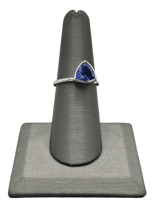 Off Center Trillion Cut Tanzanite Ring - Forever Rox
