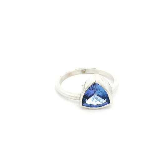 Off Center Trillion Cut Tanzanite Ring - Forever Rox Fine Jewelry