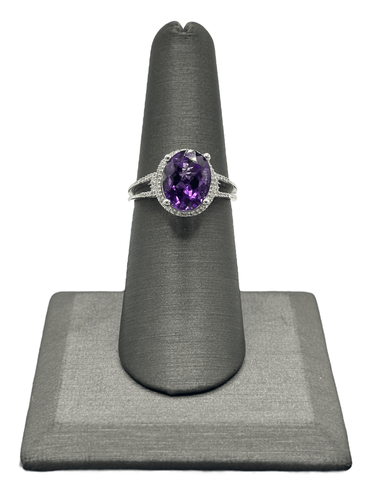 Oval Amethyst Ring With Diamond Halo - Forever Rox