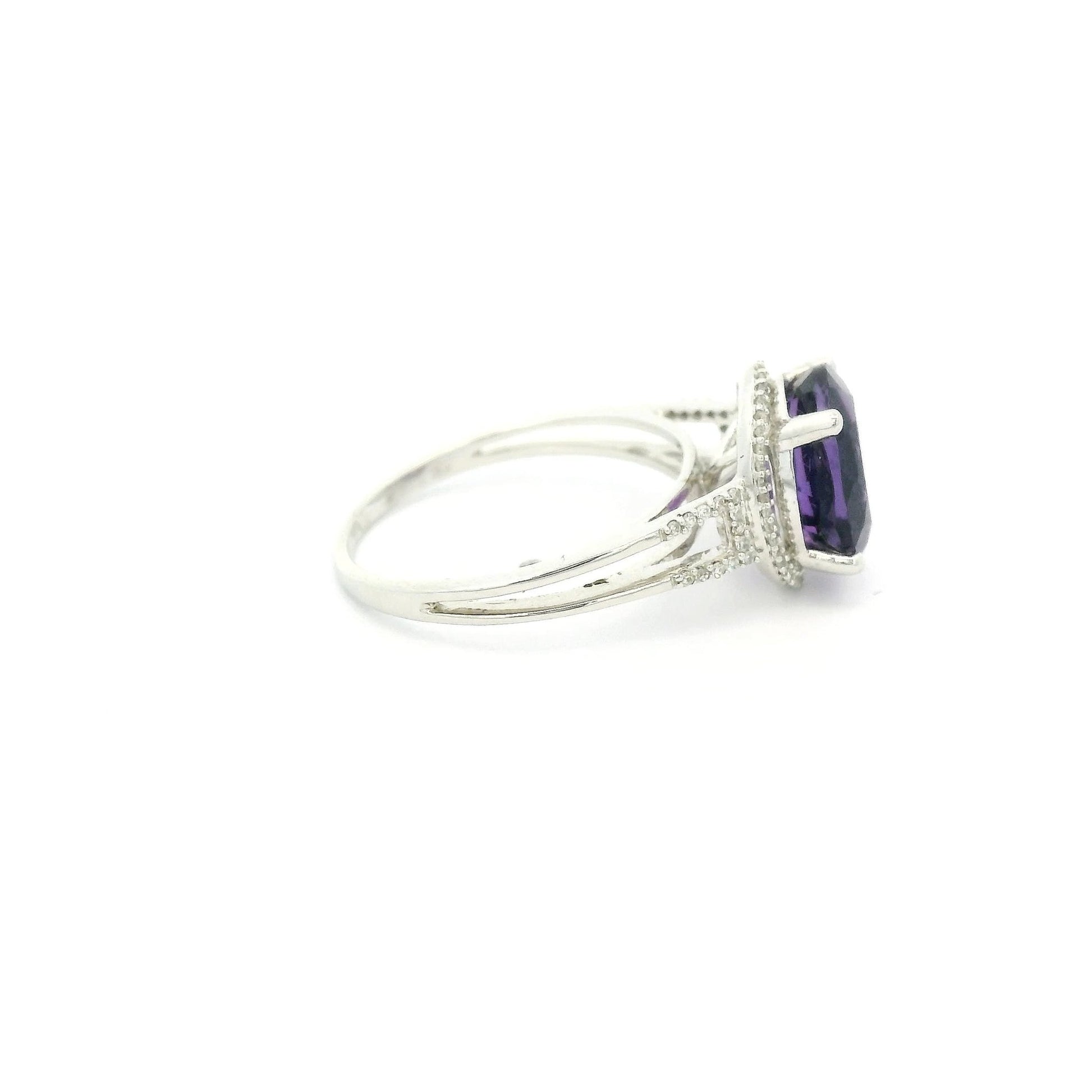 Oval Amethyst Ring With Diamond Halo - Forever Rox Fine Jewelry