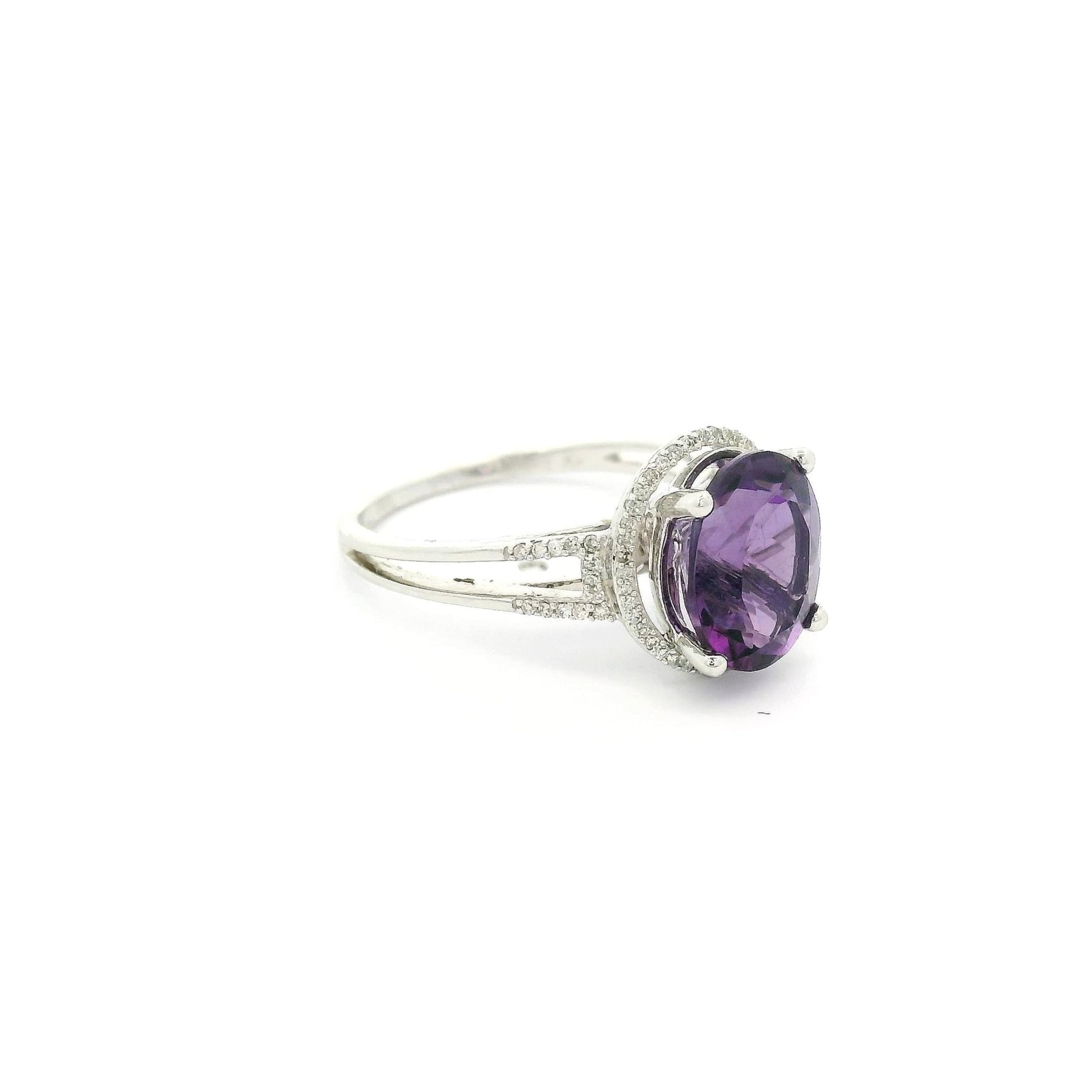 Oval Amethyst Ring With Diamond Halo - Forever Rox Fine Jewelry