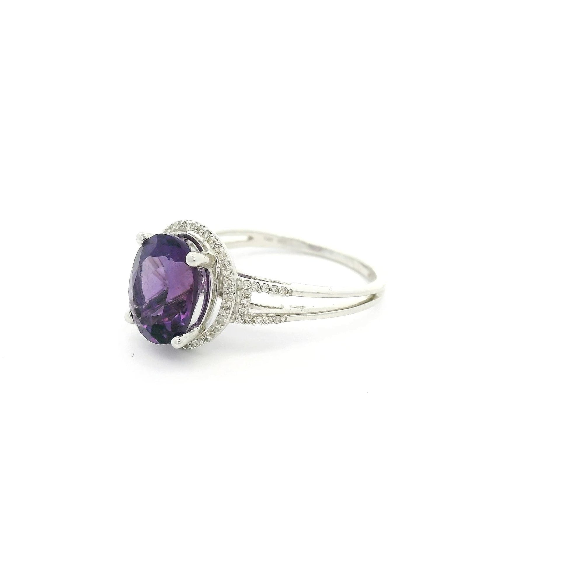 Oval Amethyst Ring With Diamond Halo - Forever Rox Fine Jewelry