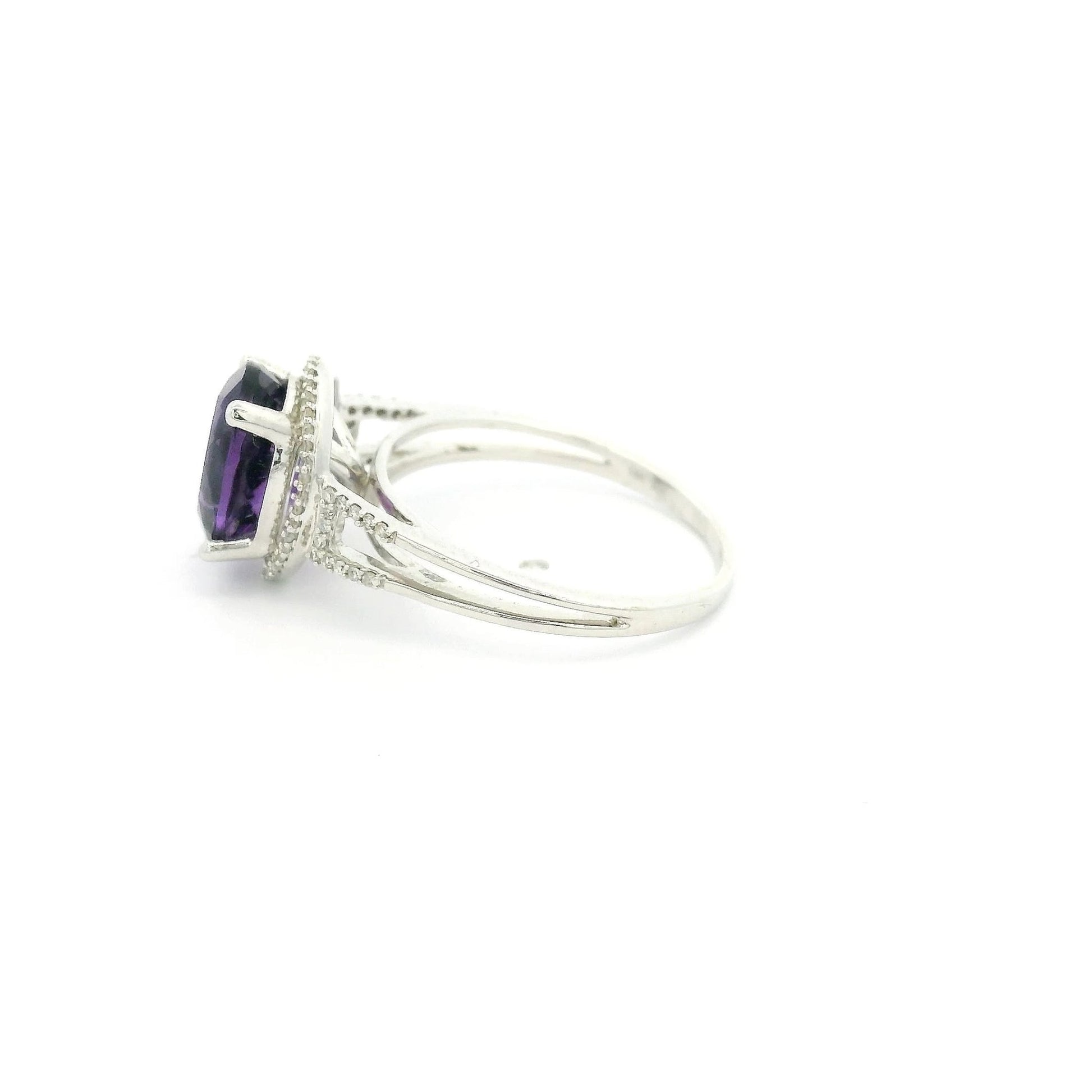 Oval Amethyst Ring With Diamond Halo - Forever Rox Fine Jewelry