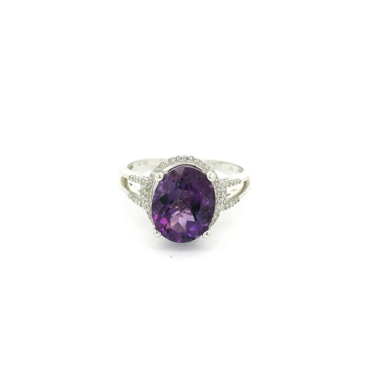 Oval Amethyst Ring With Diamond Halo - Forever Rox Fine Jewelry