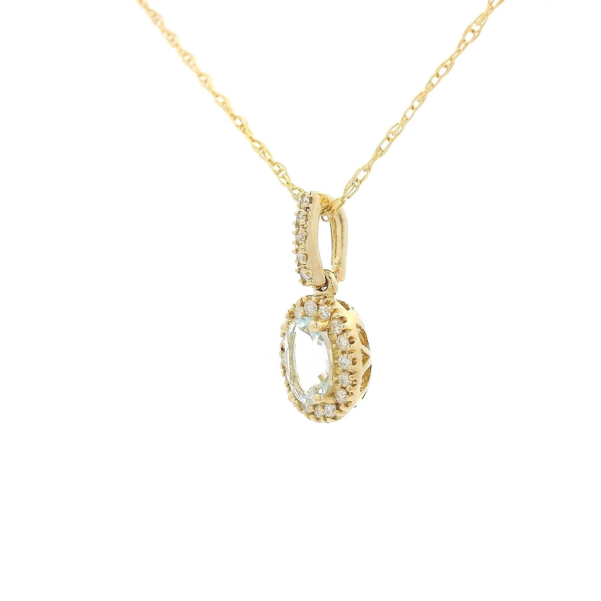 Oval Aquamarine & Diamond Pendant - Forever Rox