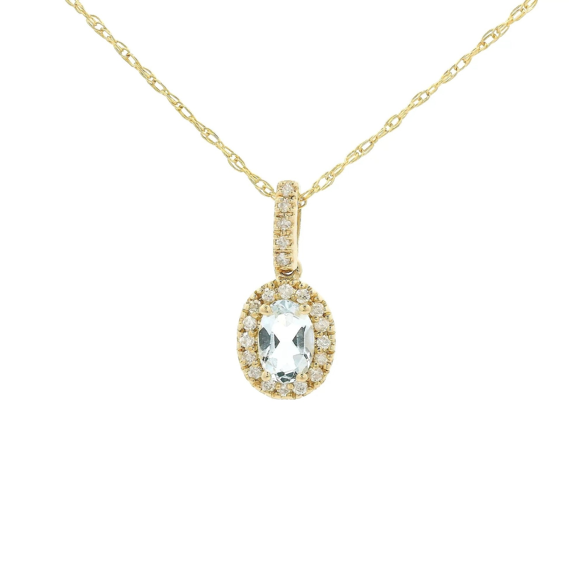Oval Aquamarine & Diamond Pendant - Forever Rox