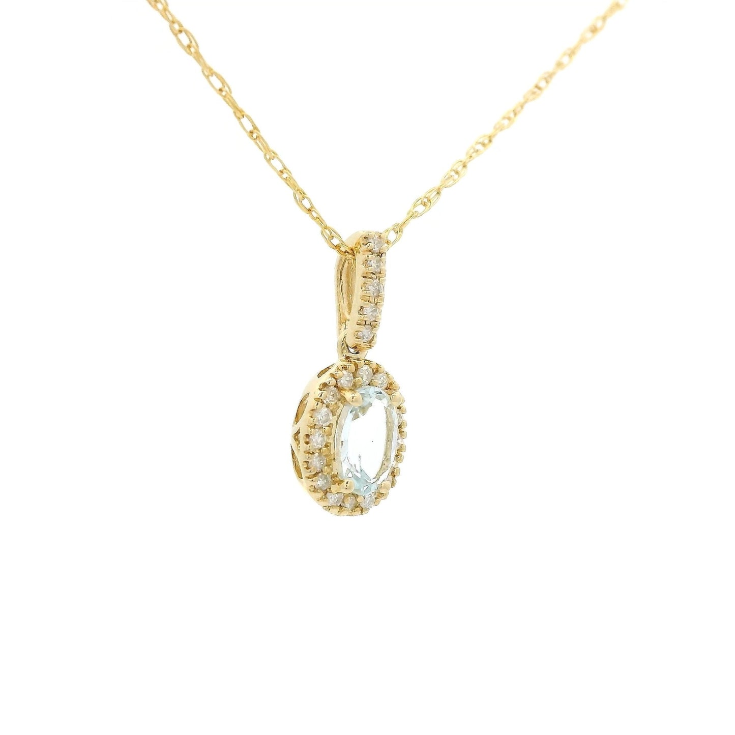 Oval Aquamarine & Diamond Pendant - Forever Rox
