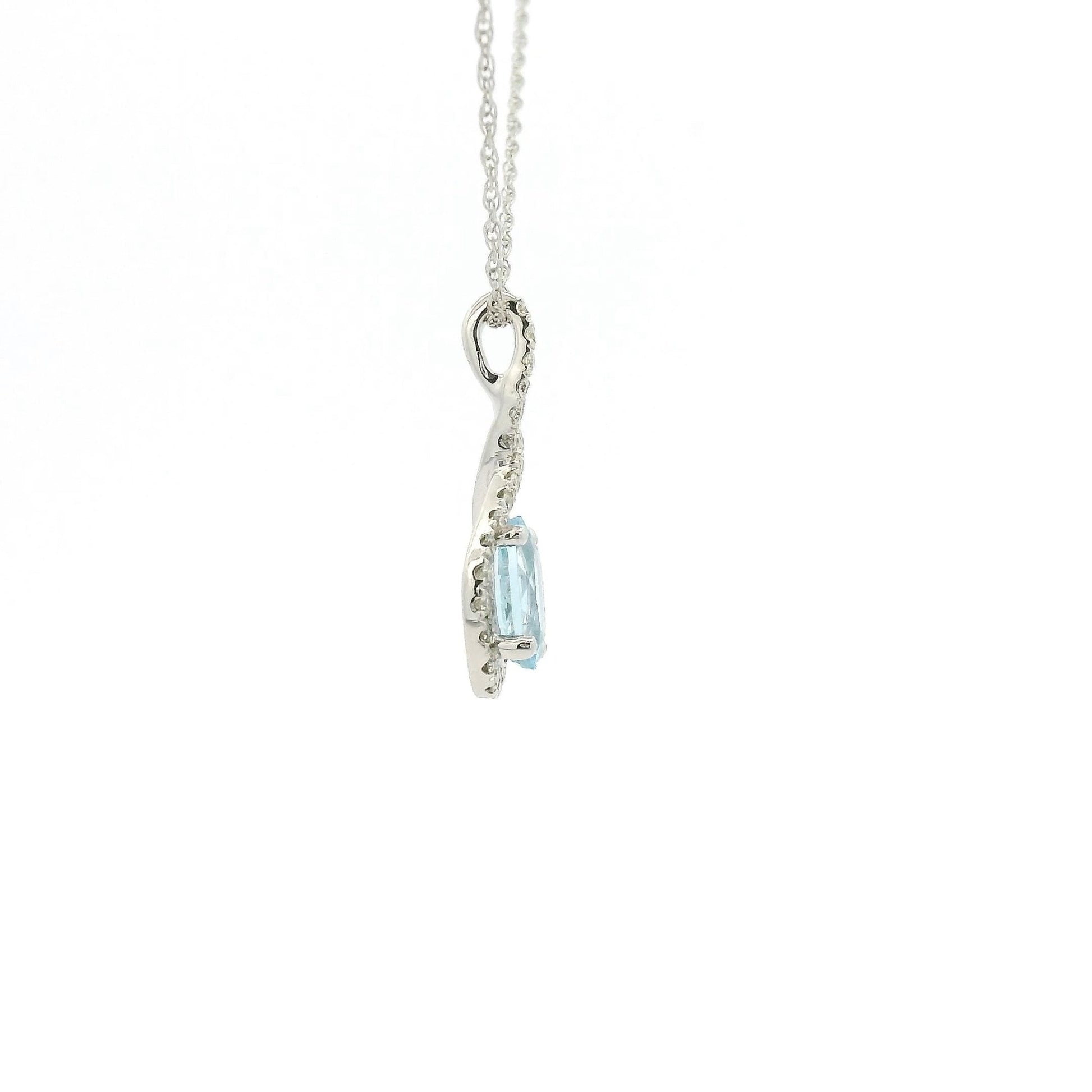 Oval Cut Aquamarine & Diamond Infinity Pendant - Forever Rox Fine Jewelry