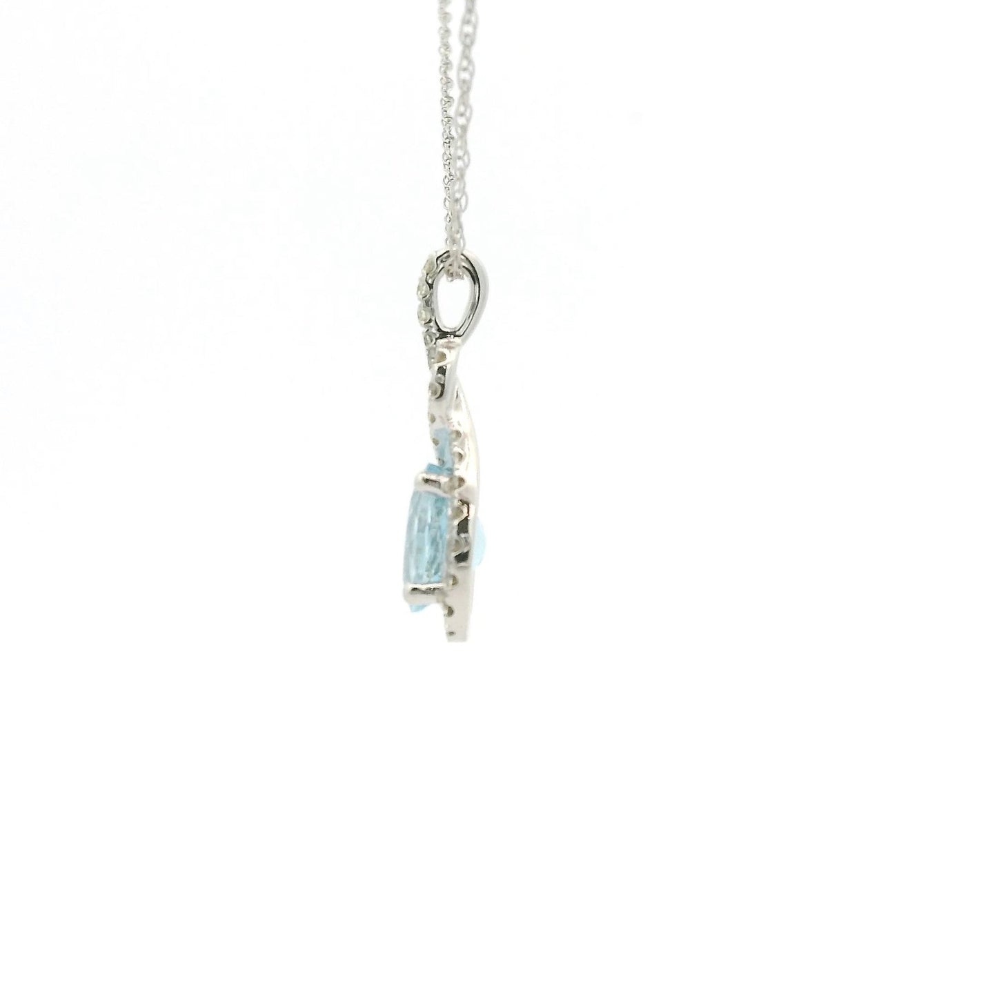 Oval Cut Aquamarine & Diamond Infinity Pendant - Forever Rox Fine Jewelry