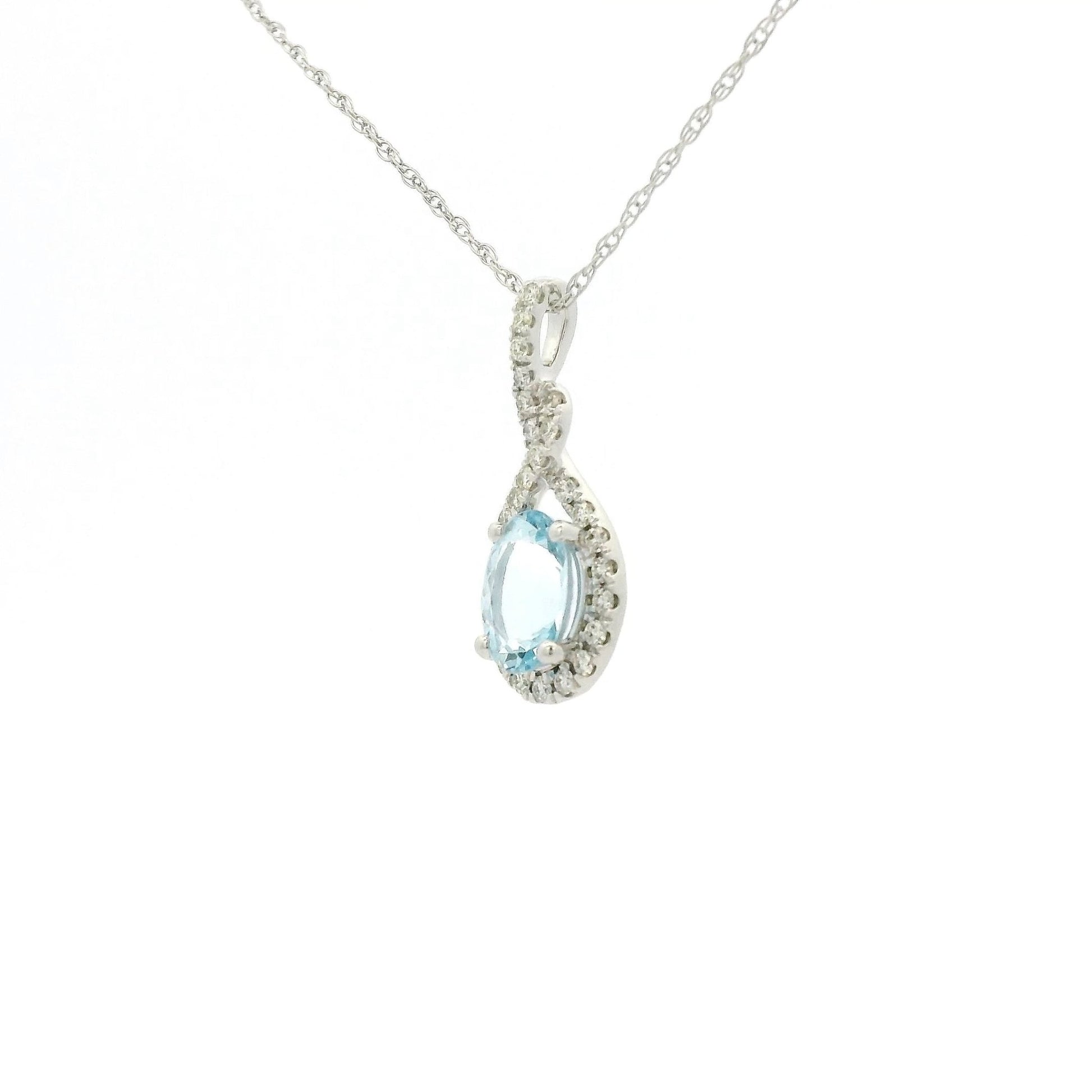 Oval Cut Aquamarine & Diamond Infinity Pendant - Forever Rox Fine Jewelry